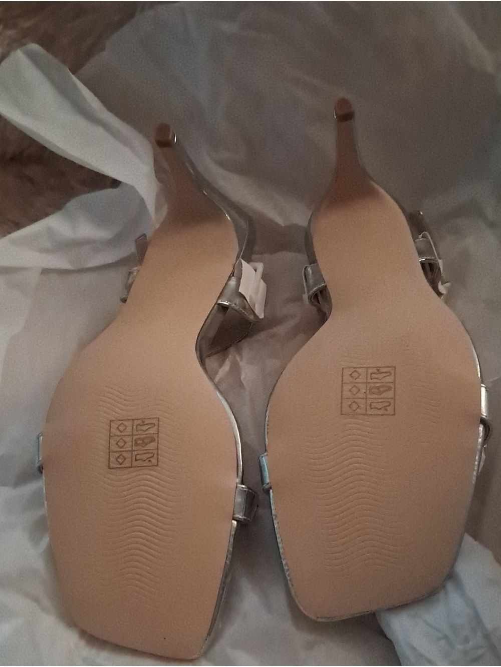 Perphy Rhinestone Sparkly Heel Square Toe Stiletto Heel Sandals NWT Size 8.5 - Picture 11 of 13
